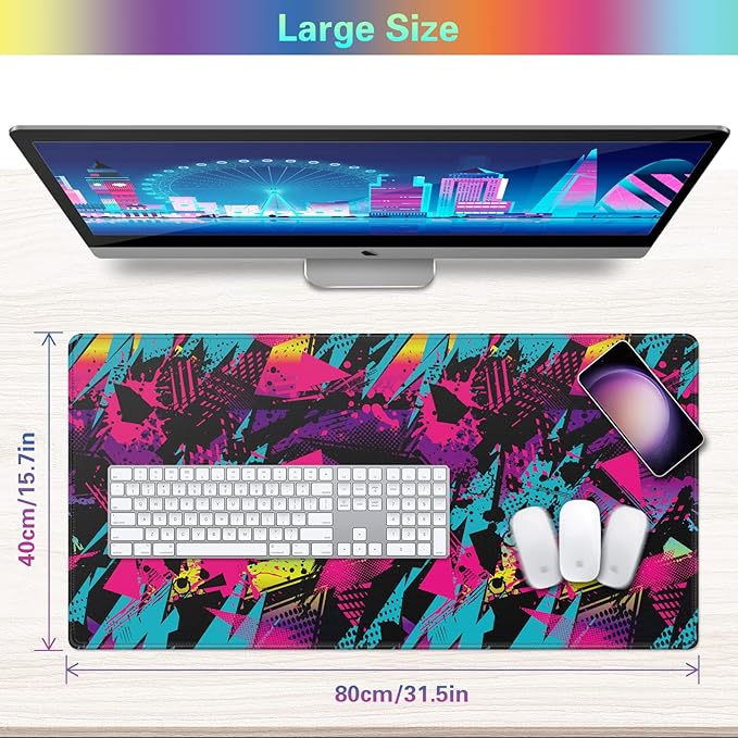 Canjoy Gaming Mouse Pad 31.5x15.8inch Extended XXL Large Mouse Pad Big Computer Keyboard Mouse Mat Desk Pad with Non-Slip & Rubber Base & Stitched Edge
