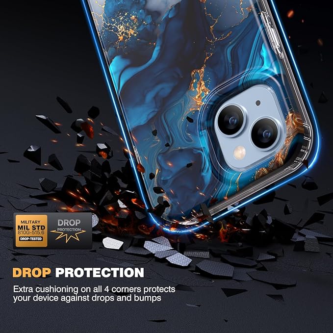 Diaclara Designed for iPhone 13 Case, Full Body Rugged with Built-in Touch Sensitive Anti-Scratch Screen Protector, Soft TPU Bumper Case for iPhone 13 6.1" (Water Blue)