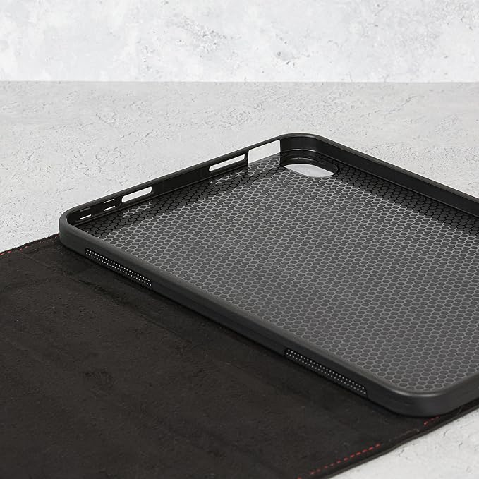 Casemade Real Leather Case Compatible with iPad mini 7 (A17 Pro) / 6th Gen (2021) - Full-Grain Leather Cover, Auto Sleep/Wake, Dual Stand Position (Black)