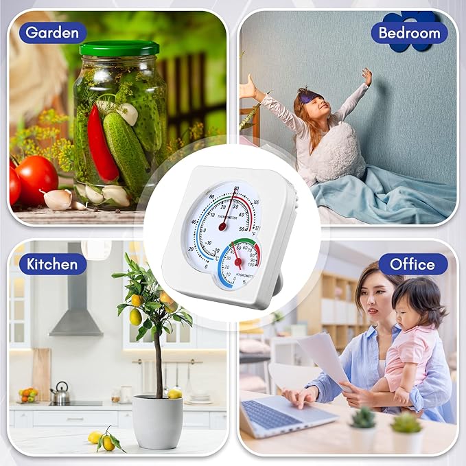 Kathfly 12 Pcs Indoor Thermometer and Humidity Gauge Indoor Mini Thermometer Hygrometer Temperature Humidity Meter Temperature and Monitor with Pointers for Home, Kitchen, Planting Room