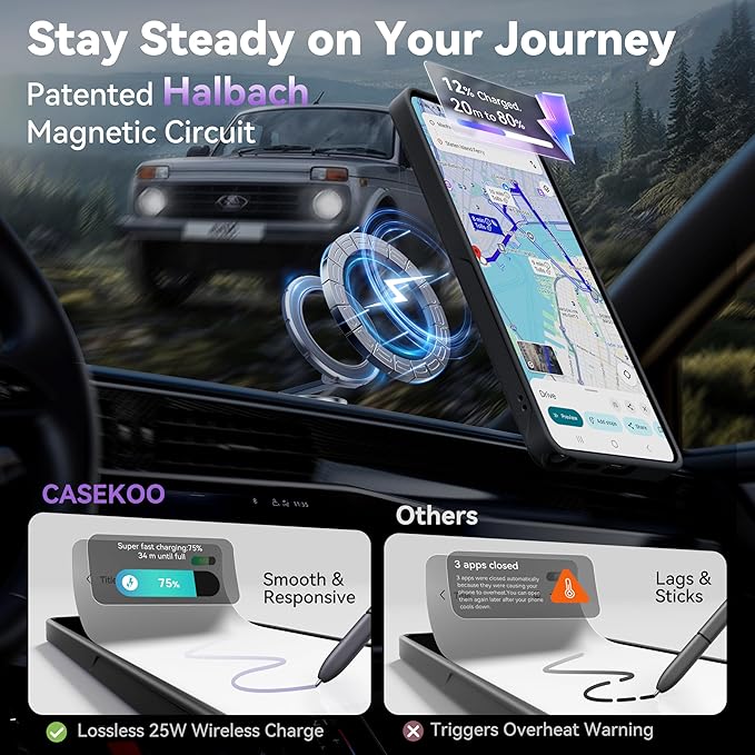 CASEKOO Geo Blue for 26U Case with 360 Spin Magnetic Stand [Fit for MagSafe] [18FT MIL-STD Protection] Shockproof Invisible Ring Holder Matte s26U Phone Case 6.9''