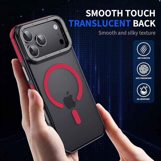 Strong Magnetic for iPhone 17 Pro case with Camera Lens Protector [10Ft Military-Grade Protection] Compatible with fit MagSafe Shockproof Slim Thin Cover case for iPhone 17 Pro 6.3 inch, Red