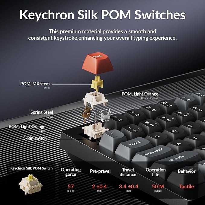 Keychron V6 Ultra 8K Full Size Wireless Mechanical Keyboard, 8000Hz, Hot-Swappable Banana Switch, RGB Backlight, PBT Keycaps, 2.4GHz/Bluetooth/Wired, for Windows macOS Linux – Black