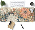 Japanese Minimalist Floral Desk Mat Aesthetic Flowers XL Large Extended Gaming Mouse Pad with Stitched Edges, Big Laptop Computer Keyboard and Mouse Mat for Girl Women Office Decor 31.5x11.8 in