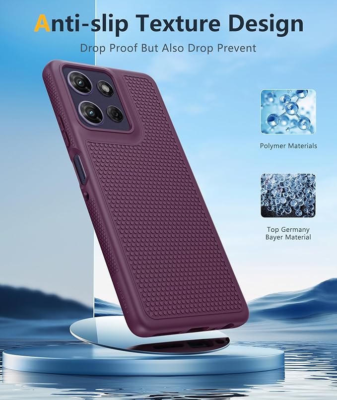FNTCASE for Moto G-Power 2026 Case: Motorola Moto G Power 2025 Case 14FT Military Grade Drop Protection with Screen Protector Shockproof Anti-Slip Sweat-Resistant Matte TPU Daily Cover (Burgundy)