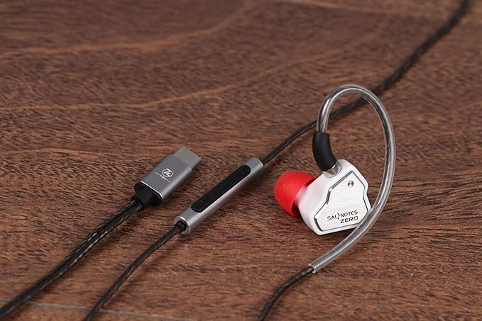 Linsoul 7Hz Salnotes Zero HiFi 10mm Dynamic Driver in-Ear Earphone IEM with Metal Composite Diaphragm Stainless Steel Faceplate Detachable 2Pin OFC Cable (White, with Mic, Type C)