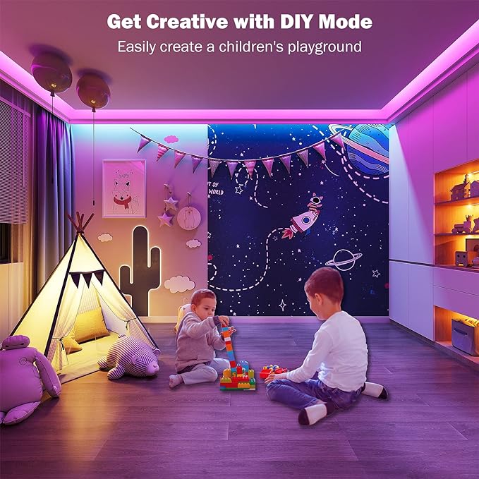 Leeleberd Led Lights for Bedroom 100 ft (2 Rolls of 50ft) Music Sync Color Changing RGB Led Strip Lights with Remote App Control Bluetooth Led Strip, Lights for Room Home Kitchen Party Decor