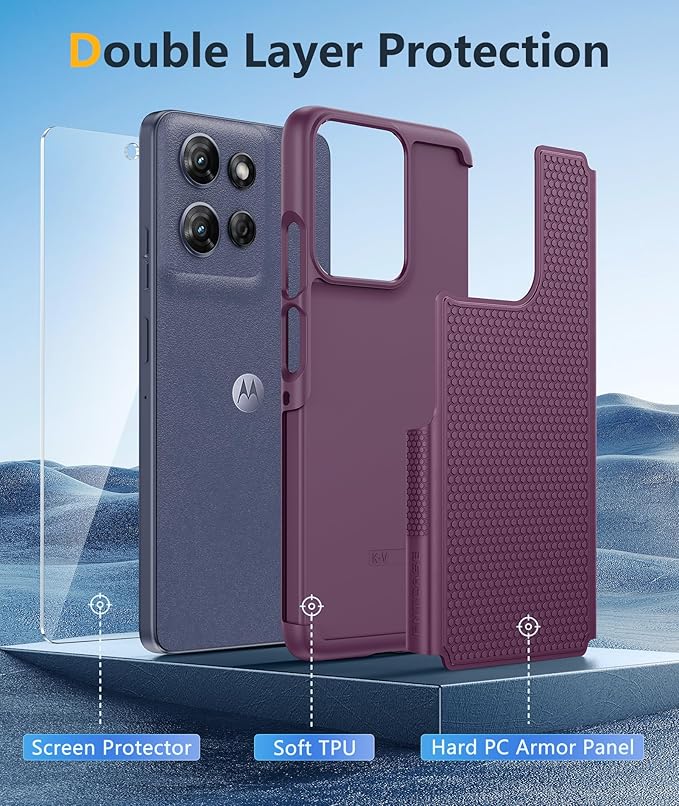 FNTCASE for Moto G-Power 2025 Case: Motorola G Power 2025 Case 14FT Military Grade Drop Protection with Screen Protector Shockproof Anti-Slip Rugged Matte Dual Layer Daily Cover 6.8 Inch (Burgundy)
