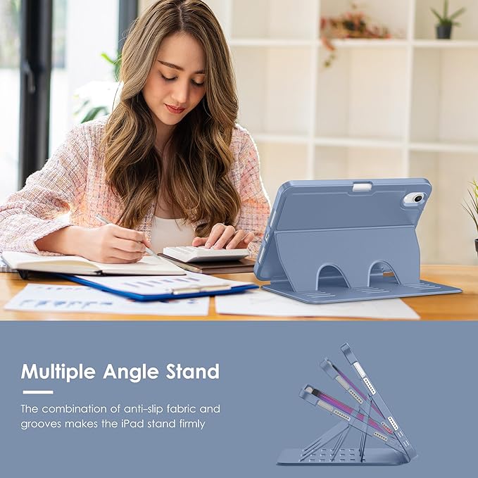VIKESI Case for iPad mini 7 (A17 Pro) and iPad mini 6,Multiple Angles Magnetic Stand Cover,Shockproof Soft Back,Pencil Holder,and Auto Sleep/Wake,Mist Blue