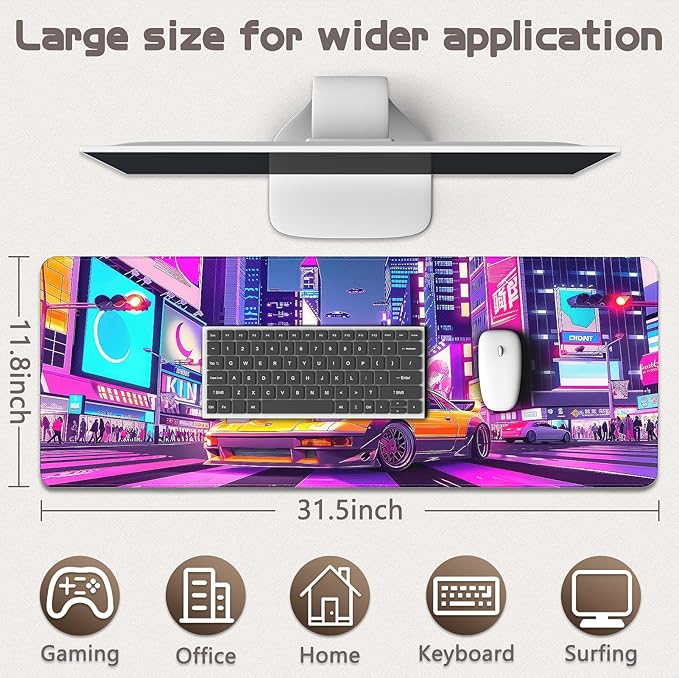 Gaming Mouse Pad - (31.5"×11.8") Sports Car Large Mouse Pads for Desk - Desk Mat for Keyboard and Mouse with Non-Slip Base, Desks Pad Matfor Game/Office & Home