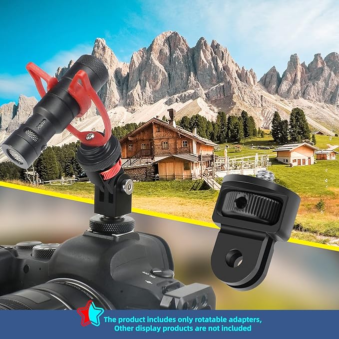 Camera Tripod Mount for Gopro Adapter, 360° Adjustment 1/4-20 Screw Conversion Adapter for GoPro Hero12, Insta360 ACE Pro ONE X4 X3, X2, Go 2, Xiaomi Yi and DJI OSMO Other Action Cameras