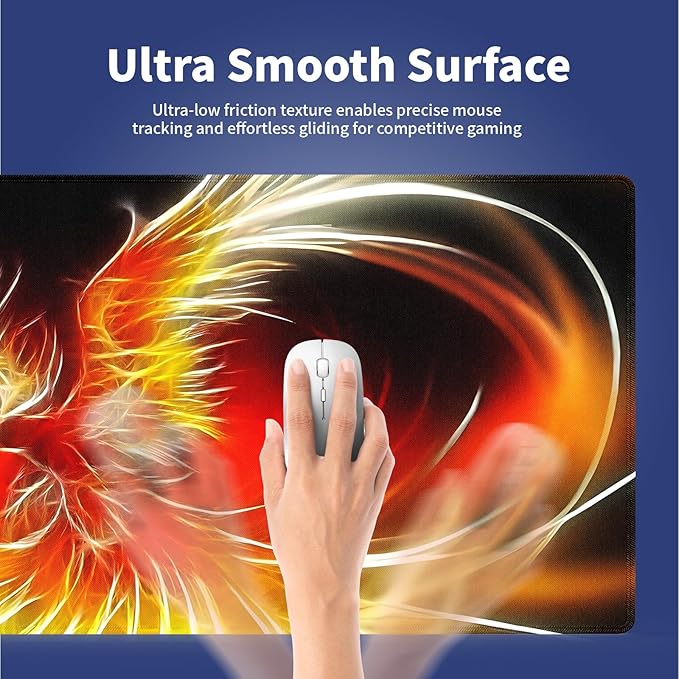 XXL Gaming Mouse Pad with Stitched Edges 31.5 x 11.8 Inches - Phoenix After Fire Shower Renascence, Smooth Cloth Surface Natural Anti-Slip Rubber Base Large Desk Mat for PC Office/Home