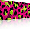 35.4 x 15.7 in, XXL Large Mouse Pad for Desk, Extended Keyboard Mouse Mat for Computer Office, Big Mouse pad with Stitched Edges, Gaming Pc-Leopard Print Pink Green