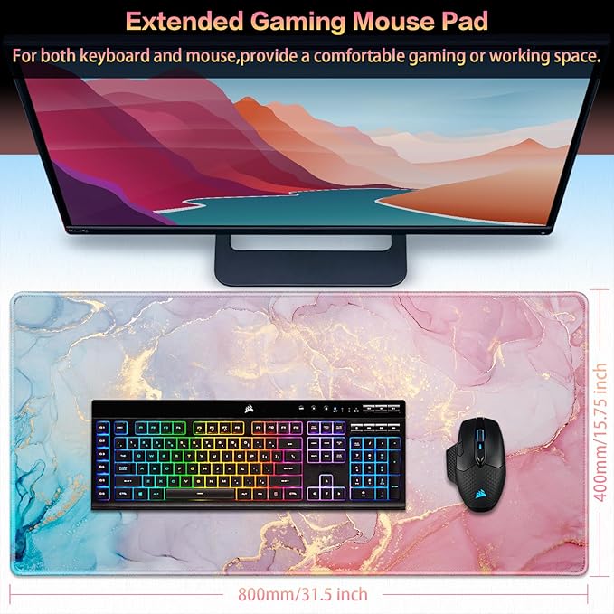 Canjoy Gaming Mouse Pad, Large Extended Mouse Pad Big Computer Mousepad for Home Office Gaming Work 31.5x15.7inch