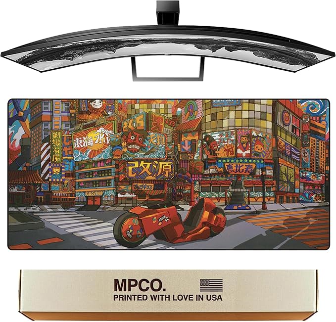 MPCO. Masterpiece Large Gaming Desk Pad - 36" x 17" Aeroglyde Fabric Machinami Desk Mats - Non-Slip, Washable, Smooth Glide for Precision Gaming & Work