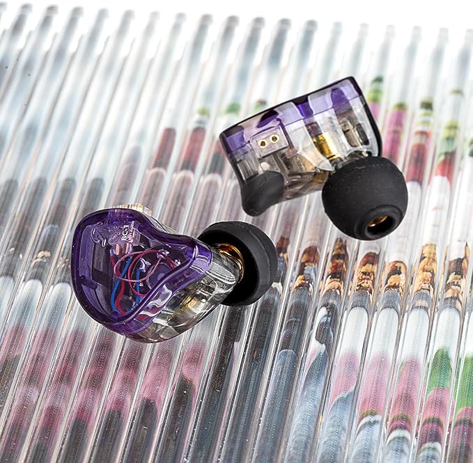 CCZ Melody in ear Monitor Headphones, hifi 1DD 1BA Drivers iem Earphones, Wired Earbuds with Crisp Clear Sound, 3.5mm Corded Earbuds for Singers Musicians Drummer Studio (Purple, without microphone)