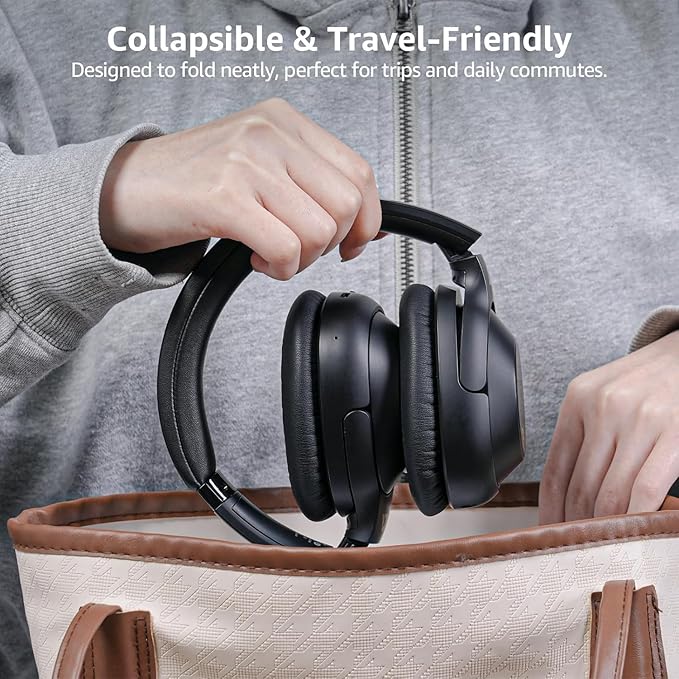 Riibox by 1Mii Y7Pro Hybrid Active Noise Cancelling Headphones, LDAC Hi-Res Audio, 100H Playtime, Bluetooth 6.0, Customize EQ via App, Comfort Fit Wireless Over-Ear Headphones for Home Office Travel