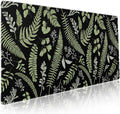 Black Green Plant Flowers Mouse Pad XXL Tropical Fern Botanical Leaves Extended Desk Mat 90X40cm Non-Slip Rubber Base Stitched Edge Large Mousepad for Gaming Laptop Computer Desktop 35.4×15.7 Inch