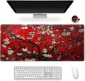 Extended Gaming Mouse Pad XXL ArtSo Large Keyboard Mat Long Mousepad Desk Decor Writing Pad Non Slip Rubber Base Stitched Edges for Work, Game, Office, Home, 35.1" x 15.7", Red Painting