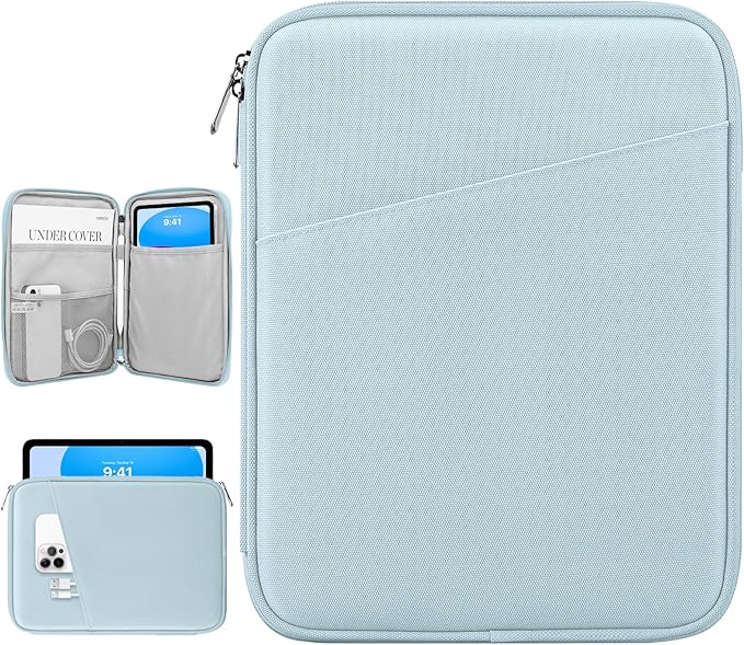 Dadanism 9-11" Tablet Sleeve Bag Carrying Case for iPad (A16) 11th Gen 11", iPad 10th Gen 10.9" Air 5/4, iPad Air M4/Pro 11", iPad 9/8/7th, Galaxy Tab A11+ Plus 11", Remarkable 2 10.3", Milk Blue