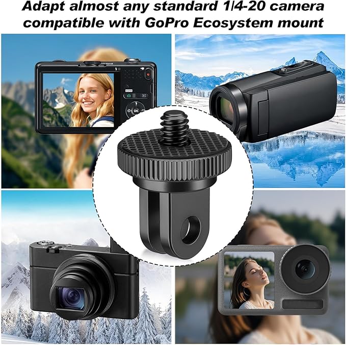 Frienda 4 Pieces Aluminum Camera Tripod Mount Adapter 1/4-20 Conversion Adapter for Tripod Compatible with GoPro Action Cameras and Other Standard 1/4 Accessories(Red, Black, Blue)