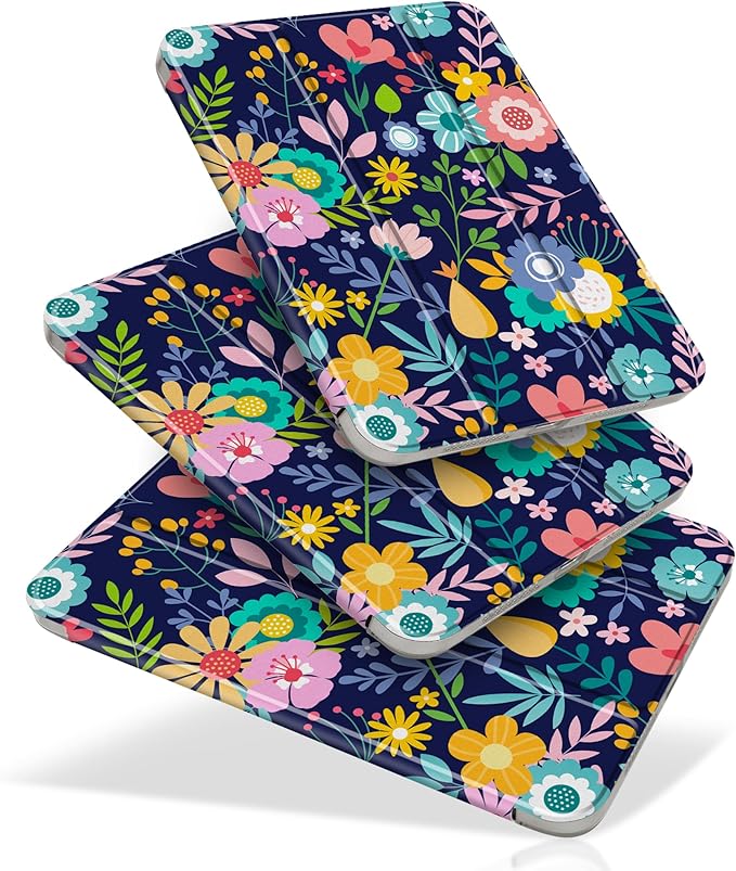 DONGKE for iPad Mini 7 (A17 Pro) 2024 & iPad Mini 6 2021 8.3 Inch, Slim Foldable Stand Hard PC Translucent Back Shell Smart Cover for iPad Mini 7th/6th Generation [Auto Wake/Sleep] - Beautiful Flowers
