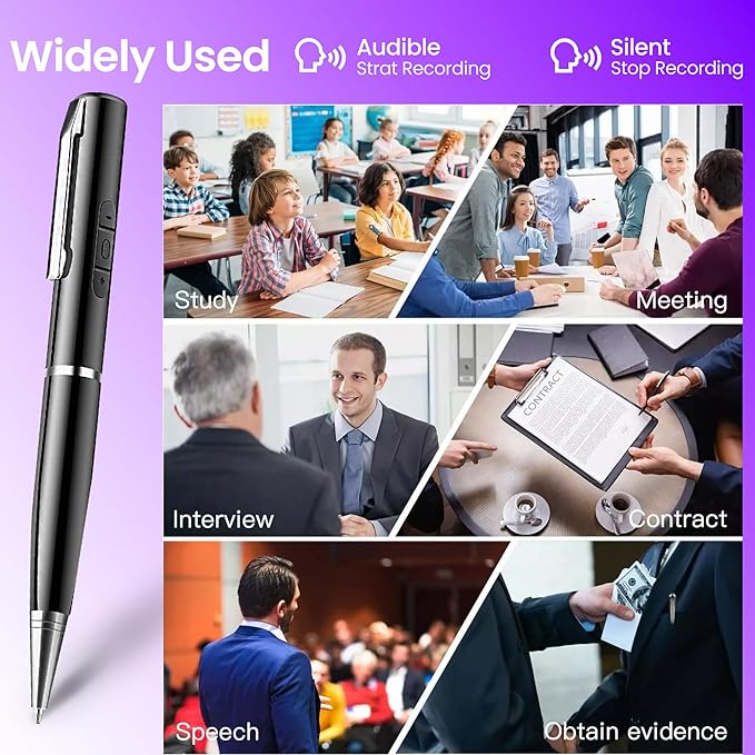 128GB Digital Voice Recorder with Playback for Meetings & Follow-Up, 20H Continuous Recording, MP3 Audio Recorder for Professionals, USB-C Transfer, Windows/Mac Compatible