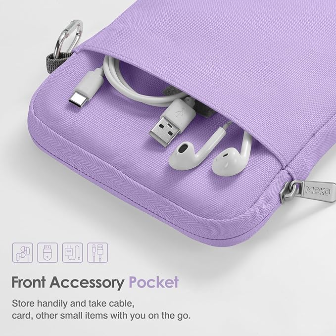 MoKo Padded Ereader Sleeve Case for 6-7 inch Tablet Bag, Compatible with 7" eReader Colorsoft Signature Edition 2024, 6" Kobo, 6" Nook, Lilac