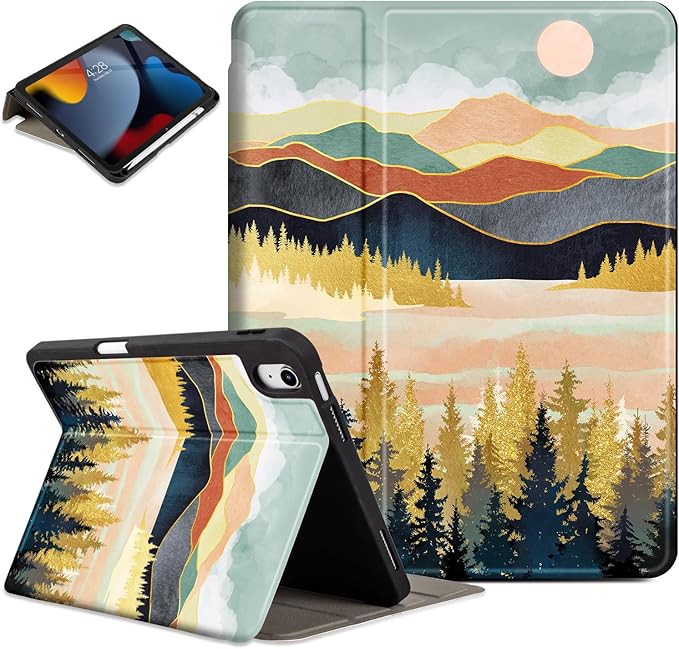 Lokigo for iPad 10th Generation Case 2022 10.9 inch/iPad 11th Generation Case (A16) 2025 11-inch, Protective Multi-Viewing Stand Cover (Support Touch ID, Auto Wake/Sleep), Mountain