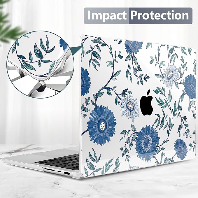 Batianda for MacBook Pro 14 Inch Case 2026-2021 Release M5 M4 M3 M2 M1 Pro/Max, 1.2mm Slim Graphic Hard Shell Cover with Keyboard Cover, Screen Protector 4-in-1 Bundle, Florals