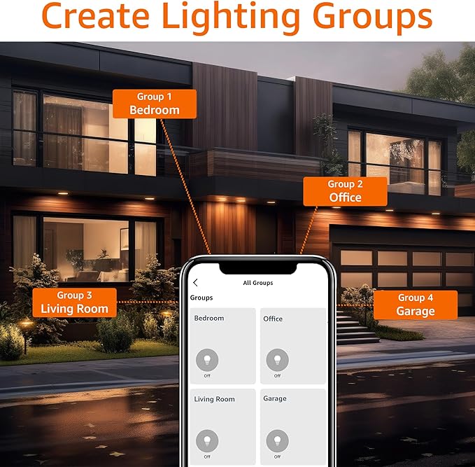 Amazon Basics Smart BR30 LED Light Bulbs, Color Changing, 9W (60W Equivalent), 800LM, Energy Efficient, Voice Control, Works with Alexa Only, 2.4 GHz Wi-Fi, No Hub Required, 4-Pack