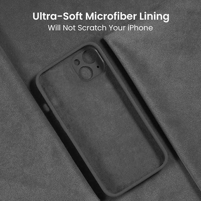 FireNova Designed for iPhone 14 Case, Silicone Upgraded [Camera Protection] Phone Case, Soft Anti-Scratch Microfiber Lining Inside, 6.1 inch, Space Gray