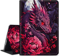 for Amazon Kindle Fire HD 8 (8th/7th/6th Generation, 2018/2017/2016 Release) 8" Tablet Case, Slim Kickstand Stand Leather Smart Cover with Auto Wake/Sleep, Pink Flower Dragon
