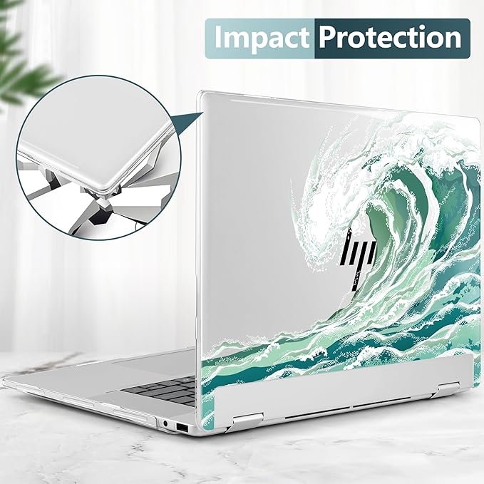 Premium Crystal Clear Case for HP Envy x360 16-inch 2-in-1 Laptop 2024 Release, Creative Patterns Ultra-Slim Lightweight Scratch-Resistant Hard Shell with Professional Protection, Wave