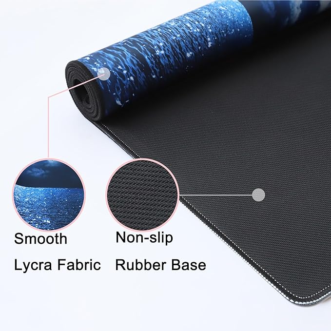 Desk Mat,Large Mouse Pad 35''×15.6'' XXL Extended Gaming Mouse Pad Mat with Non-Slip Base Stitched Eges Mousepad for Computer,Office,Keyboard and Laptop - Moon Ocean