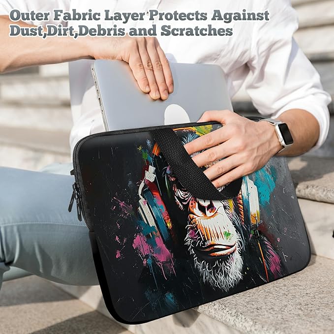 Universal Tablet Laptop Sleeve Case 10 inch, Music Monkey Slim Carrying Case Durable Handbag Travel Laptop Bag for 7 to 10-inch Laptops/Notebook/Kids Tablet/ipad/eBook Readers