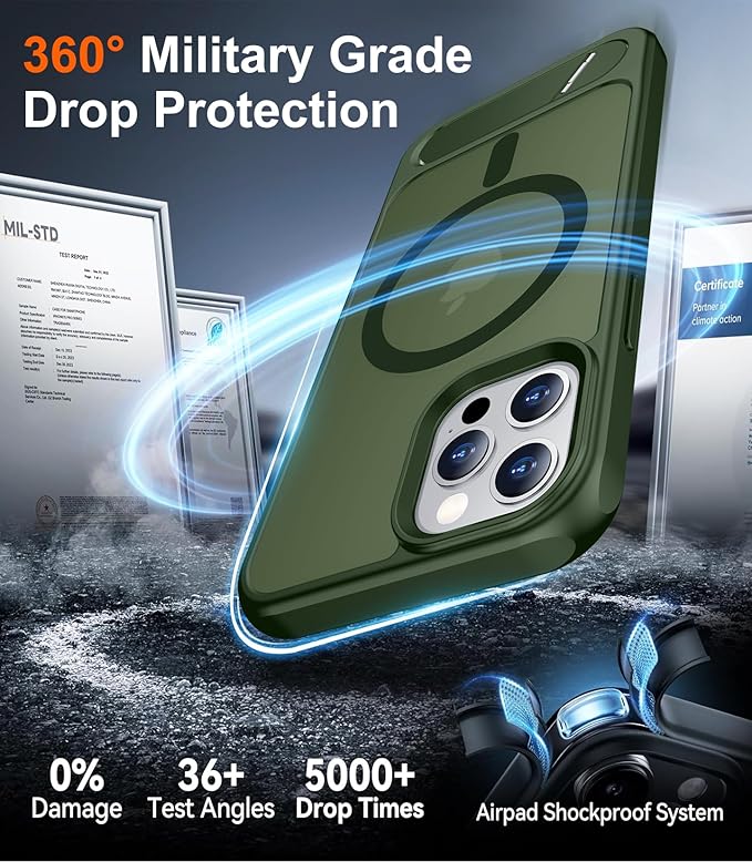 Magnetic Compatible with iPhone 12 Case & iPhone 12 Pro Case, [Built-in Invisible Kickstand][Compatible with MagSafe][Military Grade Shockproof] Slim Translucent Matte Phone Case 6.1"