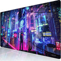 Extended Gaming Mouse Pad, Portable Mat for Keyboard & Mouse with Stitched Edges + Non-Slip Rubber Base (90x40 colorfulcity002)