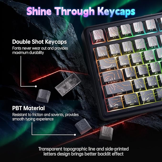 LEOBOG x Aula F75 MAX Wireless Gaming Keyboard w/Smart Display & Knob,75% Hot Swappable Custom Mechanical Keyboard, RGB Backlit,Pre-lubed Linear Switches,Side Printed PBT Topographic Keycaps(Grey)
