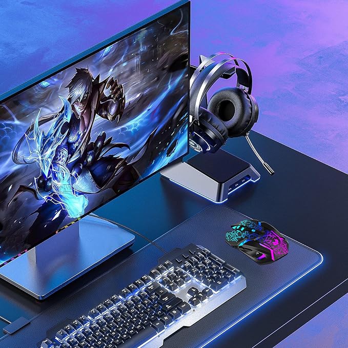 Wireless Gaming Mouse, Rechargeable Wireless Computer Mouse with Type-C Fast Charging, Ergonomic Mouse with 3 Adjustable DPI, 6 Silent Buttons, LED Light, Long Battery Life for Laptop, PC, Mac