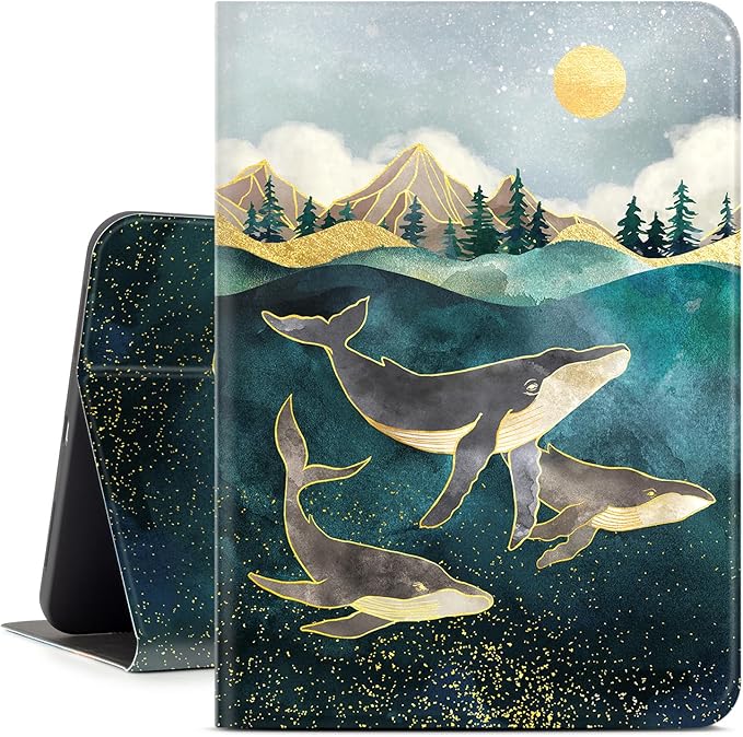 for iPad (A16) 11Th/10Th Generation Case 2025/2022, for iPad Case 11Th/10Th Generation, 10Th/11Th Gen iPadCase Cover Auto Wake/Sleep Multi-Angle Viewing Adjustable Stand, Sea Whales