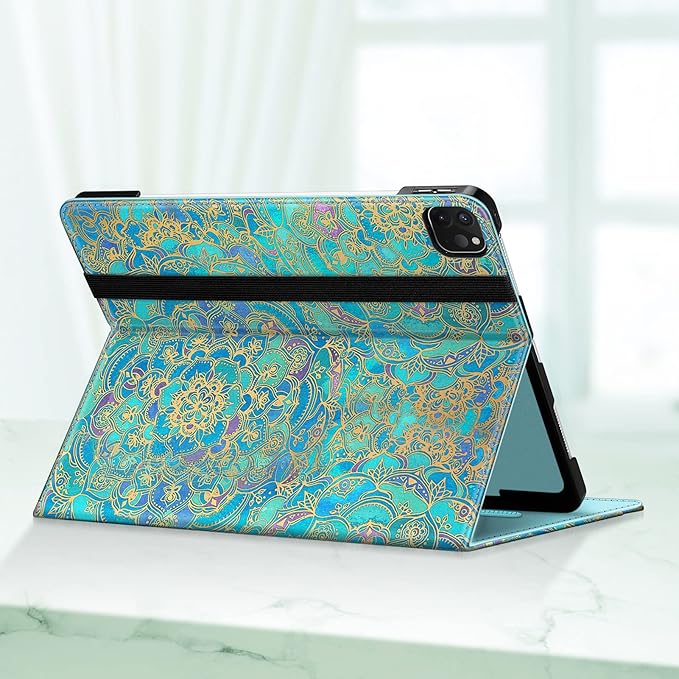 Fintie Folio Case for iPad Pro 12.9" 6th Generation 2022, Multi-Angle Smart Stand Cover w/Pencil Holder & Pocket, Also Fit iPad Pro 12.9 2021 5th & 2020 4th & 2018 3rd Gen, Shades of Blue