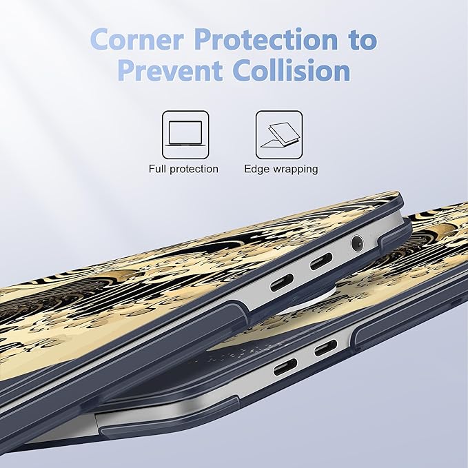 May Chen Compatible with MacBook Pro 16 inch Case 2020 2019 Release A2141 with Touch Bar & Touch ID, Plastic Hard Shell Case with Keyboard Cover + Screen Protector, Sea Wave P174