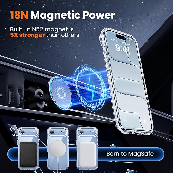 toushion 3 in 1 for iPhone Air Case Clear Bumper,Fits MagSafe, Yellowing-Resistant Acrylic Back, Shockproof Guard Corners, Military-Grade Protection for Phone Cover 6.5 inch