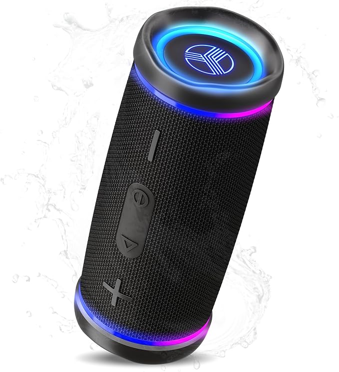 TREBLAB HD77 – Waterproof Bluetooth Speaker, 30W Loud 360° Sound, Deep Bass, IPX7, TWS Pairing, RGB Lights, 20H Battery, Portable Wireless Speaker for Outdoor, Beach, Camping, Party, Travel