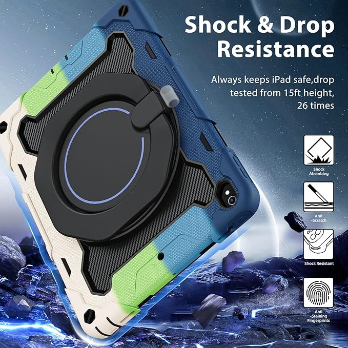 ROISKIN for iPad Pro 10.5 Case 2017/iPad Air 3rd Generation Case 2019, Rugged Heavy Duty Protective Cover with Screen Protector Pencil Holder, 360° Swivel Stand/Handle, Shoulder Strap for Kids