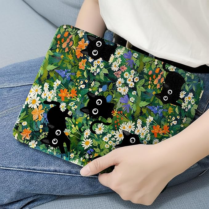 MrARTIST for for iPad Pro 11 Inch Case (M5/M4) 2025/2024 6th/5th Generation Case Cute for Women Girls Girly Kawaii Aesthetic Flowers Design for Apple Tablet Cover with Pencil Holder, Cat Garden