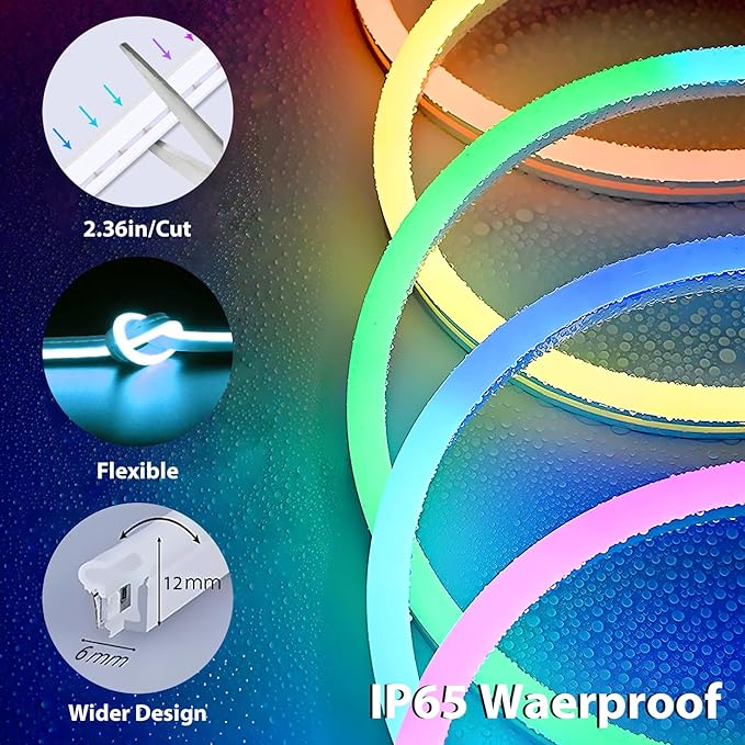 Lamomo LED Neon Rope Lights 32.8Ft, RGB LED Strip Lights Control with App/Remote, Music Sync Color Changing Waterproof Flexible Led Light Strip, Cuttable Gaming 24V Neon Lights for Bedroom Indoor