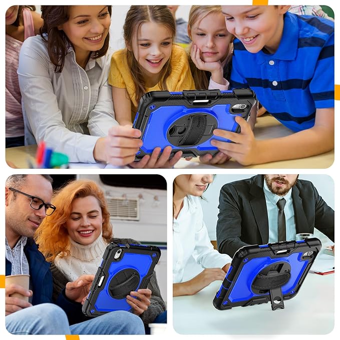 Timecity Case for iPad mini 7 (A17 Pro) 2024/ Mini 6 2021 8.3 inch, Full-Body Drop Protection Case with Screen Protector Pencil Holder&Rotating Stand Hand Strap for iPad mini 7th/6th Gen-Dark Blue