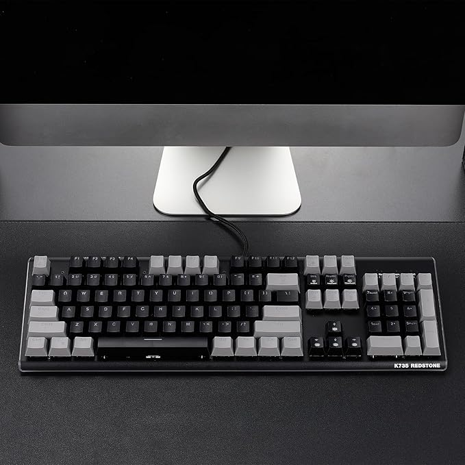 Hexgears GK735 Wired Full Size Mechanical Keyboard, Aluminum Housing Built for Gamers w/Kailh Box White Switch, White Backlit + Surrounded by RGB Light Strip, 104 Keys Gaming Keyboard for PC/Mac
